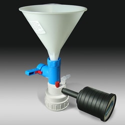 Analytical Sales & Services&nbsp;Canary-Safe Waste Cap, B53, with Safety Funnel, 1 Standard Port & 1 Port for Barbed Adapter