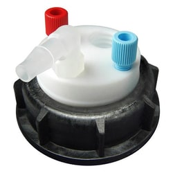Analytical Sales & Services&nbsp;Canary-Safe Waste Cap, S55, with 2 Standard Tubing Ports & 1 Port for Barbed Adapter