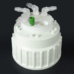 Analytical Sales & Services&nbsp;Canary-Safe Waste Cap, B83, with 1 Standard Tubing Port & 4 Ports for Barbed Adapters