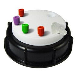 Analytical Sales & Services&nbsp;Canary-Safe Waste Cap, S90, with 4 Standard Tubing Ports & 1 Port for Barbed Adapter
