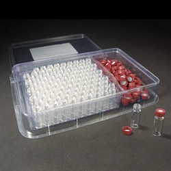 Analytical Sales & Services&nbsp;9mm, 12 x 32, 2mL Clear Screw Vials and Red Caps with PTFE/Silicone Liners