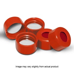 Analytical Sales & Services&nbsp;9mm Screw Caps with PTFE/Silicone Liners, Red