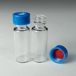 Analytical Sales & Services&nbsp;9mm, 2mL Clear Wide Mouth Twist Vials and Blue Caps with PTFE/Silicone Liners