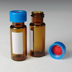 Analytical Sales & Services&nbsp;9mm, 2mL Amber Wide Mouth Twist Vials with Marking Spot and Blue Caps with PTFE/Silcone/PTFE Liners