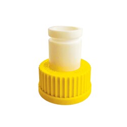 Ace Glass, Inc.&nbsp;GL45 Cap with 29/42 Outer Joint Yellow PP PTFE 29/42 joint fixed in GL45 Yellow Polypropylene cap with machined groove for Keck clips
