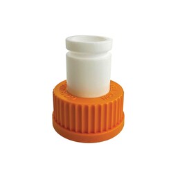 Ace Glass, Inc.&nbsp;GL45 Cap with 29/42 Outer Joint Orange PP PTFE 29/42 joint fixed in GL45 Orange Polypropylene cap with machined groove for Keck clips
