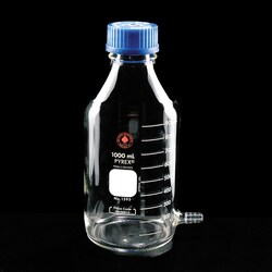 Ace Glass, Inc.&nbsp;100 mL StreamFlow Bottle with Hose Connection includes expanded PTFE membrane vented cap GL-45 thread hose connection for 3/8 id tubing