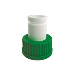 Ace Glass, Inc.&nbsp;GL45 Cap with 29/42 Outer Joint Green PP PTFE 29/42 joint fixed in GL45 Green Polypropylene cap with machined groove for Keck clips