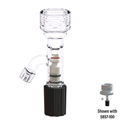 Ace Glass, Inc.&nbsp;Bottom Stopcock Adapter w/ Capfe & Kalrez o-rings 0-10mm s/c #25 thd for back sealing with 5857-100 adapter & #7 outlet