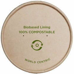 Enterprise Technology Solutions&nbsp;World Centric  Lids,f/8oz Fiber Bowls,Light-Weight,Paper,w/Bio-Based Lining,500/CT,Natural