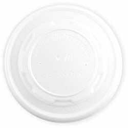 Enterprise Technology Solutions&nbsp;Vegware  Lids,f/115-Series Soup Containers,No-Hole Design,f/Hot Foods,CPLA,Plant-Based,Flat,500/CT,White