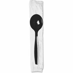 Enterprise Technology Solutions&nbsp;Dixie Foods  Individually Wrapped Spoons, Plastic,100/CT,Black