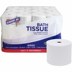 Enterprise Technology Solutions&nbsp;Genuine Joe  Bathroom Tissue, 2-Ply, 1000 Sheets/Roll, 2016/CT, White