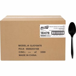 Enterprise Technology Solutions&nbsp;Genuine Joe  Teaspoons,Medium-weight Polypropylene,Wrapped,1000/CT,Black