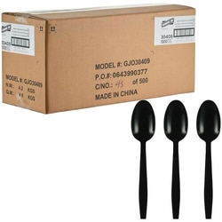 Enterprise Technology Solutions&nbsp;Genuine Joe  Spoons,Disposable,Heavy-Weight,Polypropylene,1000/BX,1BX/CT,Black