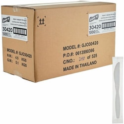 Enterprise Technology Solutions&nbsp;Genuine Joe  Knives,Disposable,Heavy-Weight,Polypropylene,IndividuallyWrapped,1000/BX,1BX/CT,White