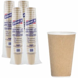 Enterprise Technology Solutions&nbsp;Genuine Joe  Hot Cups, Rippled, 16oz, 25/PK, 5PK/BD, 4BD/CT, Brown