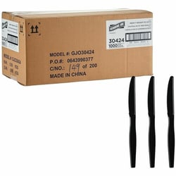 Enterprise Technology Solutions&nbsp;Genuine Joe  Knives,Disposable,Polystyrene,Heavy-Weight,1000/BX,1/CT,Black