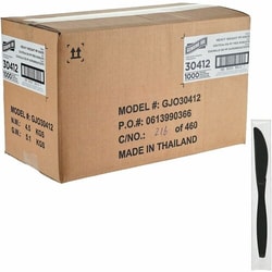 Enterprise Technology Solutions&nbsp;Genuine Joe  Knives,Disposable,Heavy-Weight,Polypropylene,IndividuallyWrapped,1000/BX,1BX/CT,Black