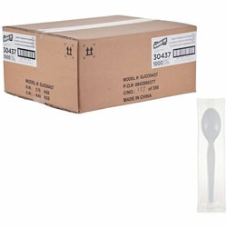 Enterprise Technology Solutions&nbsp;Genuine Joe  Spoons,Disposable,Polystyrene,Heavy-Weight,IndividuallyWrapped,1000/BX,1/CT,White