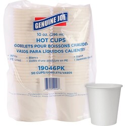 Enterprise Technology Solutions&nbsp;Genuine Joe  Hot Cups, Single Poly-Lined Wall, 10oz, 50/PK, 5PK/BD, WE