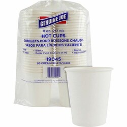 Enterprise Technology Solutions&nbsp;Genuine Joe  Hot Cups, Single Poly-Lined Wall, 8oz, 50/PK, White