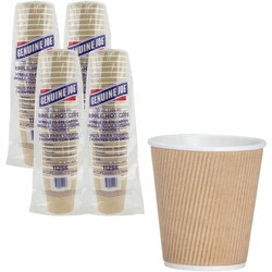 Enterprise Technology Solutions&nbsp;Genuine Joe  Hot Cups, Rippled, 10oz, 25/PK, 5PK/BD, 4BD/CT, Brown