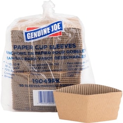 Enterprise Technology Solutions&nbsp;Genuine Joe  Cup Sleeves, 10-16oz., Corrugated, 50/PK, Brown