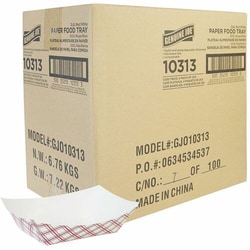 Enterprise Technology Solutions&nbsp;Genuine Joe  Food Trays,Grease&MoistureResist,Clay-Coated,Disposable,2lbCapacity,Paper,1000/Box,1/CT,Multi