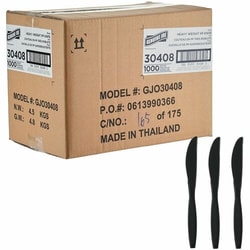 Enterprise Technology Solutions&nbsp;Genuine Joe  Knives,Disposable,Heavy-Weight,Polypropylene,1000/BX,1BX/CT,Black