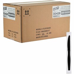 Enterprise Technology Solutions&nbsp;Genuine Joe  Knives,Disposable,Polystyrene,Heavy-Weight,IndividuallyWrapped,1000/BX,1/CT,Black