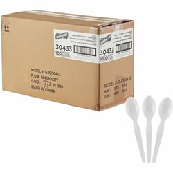 Enterprise Technology Solutions&nbsp;Genuine Joe  Spoons,Disposable,Polystyrene,Heavy-Weight,1000/BX,1/CT,White