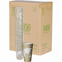Enterprise Technology Solutions&nbsp;Eco-Products  Hot Cup, Insulated, World Art, 16oz, 600/CT, Light Green