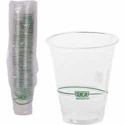 Enterprise Technology Solutions&nbsp;Eco-Products  Cold Cup, Eco Friendly, 12oz, 50/PK, Clear/GreenStripe