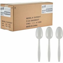 Enterprise Technology Solutions&nbsp;Genuine Joe  Spoons,Disposable,Heavy-Weight,Polypropylene,1000/BX,1BX/CT,White