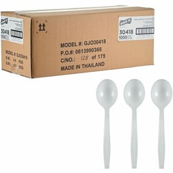 Enterprise Technology Solutions&nbsp;Genuine Joe  Soup Spoons,Disposable,Heavy-Weight,Polypropylene,1000/BX,1BX/CT,White