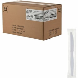 Enterprise Technology Solutions&nbsp;Genuine Joe  Knives,Disposable,Polystyrene,Heavy-Weight,IndividuallyWrapped,1000/BX,1/CT,White