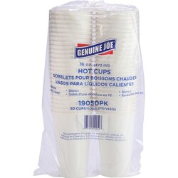 Enterprise Technology Solutions&nbsp;Genuine Joe  Hot Coffee Cups, 16oz, 50/PK, White