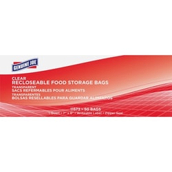 Enterprise Technology Solutions&nbsp;Genuine Joe  Food Storage Bags, Reclosable, 1-Quart, 1.75mil, 50/BX, CL