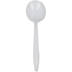 Enterprise Technology Solutions&nbsp;Genuine Joe  Soup Spoons, Plastic, Medium-Weight, 1000/CT, White