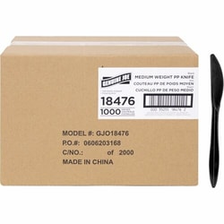 Enterprise Technology Solutions&nbsp;Genuine Joe  Knives,Medium-weight Polypropylene,Wrapped,1000/CT,Black