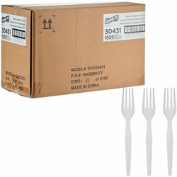 Enterprise Technology Solutions&nbsp;Genuine Joe  Forks,Disposable,Polystyrene,Heavy-Weight,1000/BX,1/CT,White