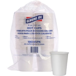 Enterprise Technology Solutions&nbsp;Genuine Joe  Hot Cups, Single Poly-Lined Wall, 8oz, 50/PK, 5PK/BD, White