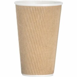 Enterprise Technology Solutions&nbsp;Genuine Joe  Hot Cups, Rippled, 16oz, 25/PK, Brown