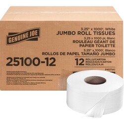 Enterprise Technology Solutions&nbsp;Genuine Joe  Bath Tissue Rolls, Jumbo, 2-Ply, 3-1/4