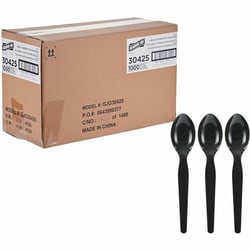 Enterprise Technology Solutions&nbsp;Genuine Joe  Spoons,Disposable,Polystyrene,Heavy-Weight,1000/BX,1/CT,Black