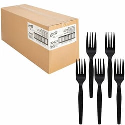 Enterprise Technology Solutions&nbsp;Genuine Joe  Cutlery, Fork, Heavyweight, 1000/CT, Black