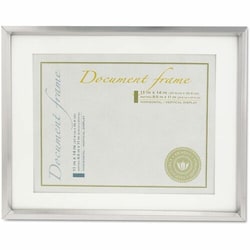 Enterprise Technology Solutions&nbsp;Universal  Plastic Document Frame with Mat, 11 x 14 and 8.5 x 11 Inserts, Metallic Silver