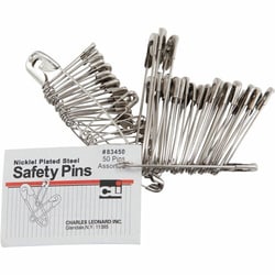 Enterprise Technology Solutions&nbsp;Charles Leonard, Inc  Safety Pins, Assorted Sizes, Nickel Plated, 50 Ea/Pk