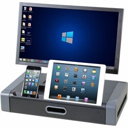 Enterprise Technology Solutions&nbsp;Kantek  Monitor Riser, Tablet Slot, Black/Gray